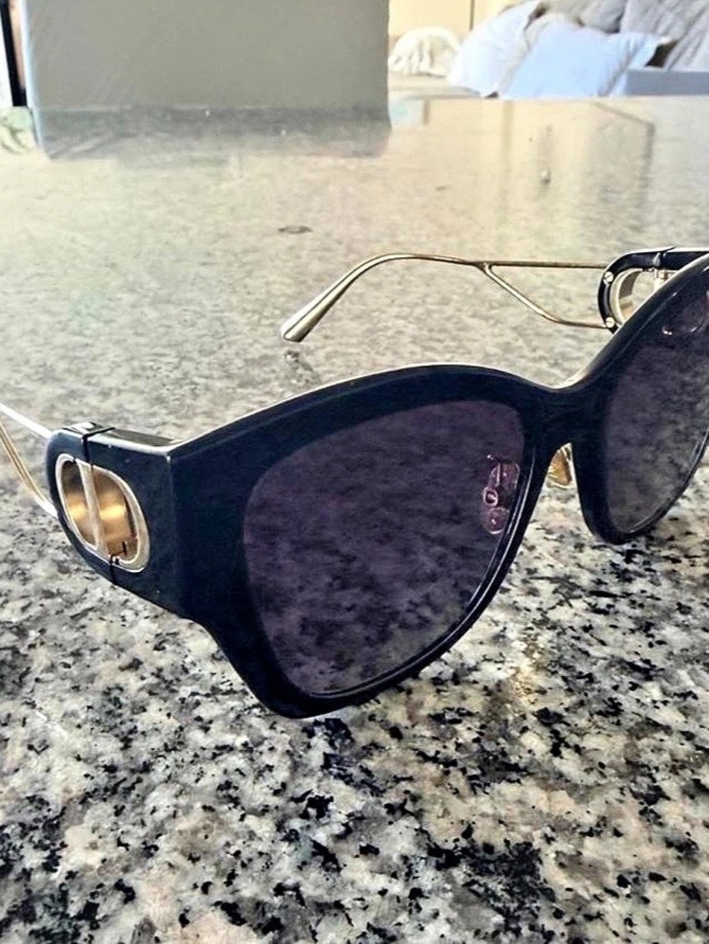 Christian Dior CDior B1U Cat-Eye Sunglasses Black & Gold